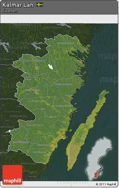 Satellite 3D Map of Kalmar Län, darken