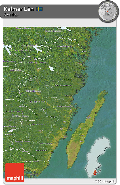 Satellite 3D Map of Kalmar Län
