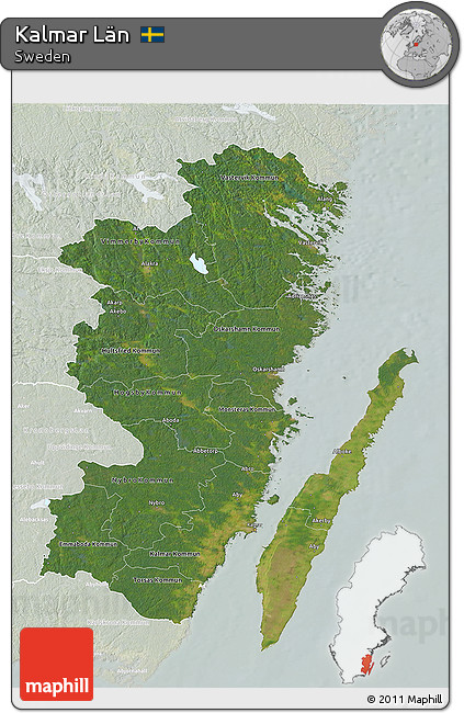 Satellite 3D Map of Kalmar Län, lighten