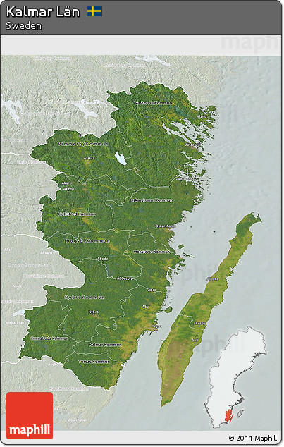 Satellite 3D Map of Kalmar Län, lighten