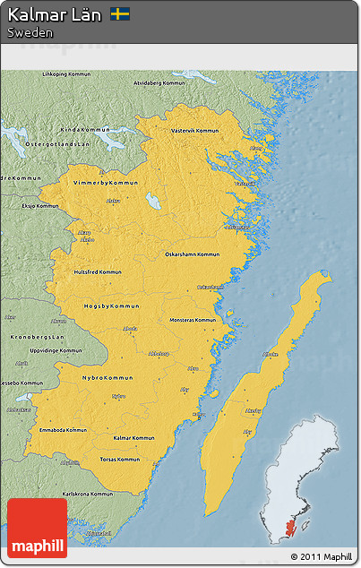 Savanna Style 3D Map of Kalmar Län