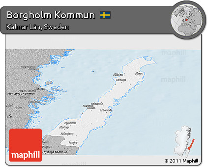 Gray Panoramic Map of Borgholm Kommun