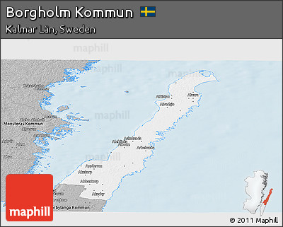 Gray Panoramic Map of Borgholm Kommun