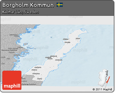 Gray Panoramic Map of Borgholm Kommun