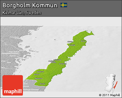 Physical Panoramic Map of Borgholm Kommun, lighten, desaturated