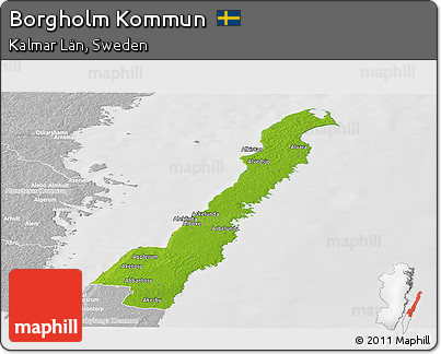 Physical Panoramic Map of Borgholm Kommun, lighten, desaturated