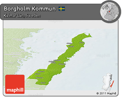 Physical Panoramic Map of Borgholm Kommun, lighten