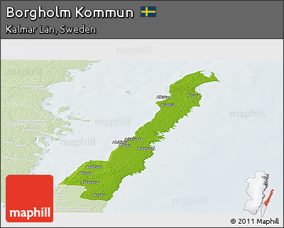 Physical Panoramic Map of Borgholm Kommun, lighten