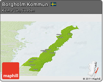 Physical Panoramic Map of Borgholm Kommun, lighten