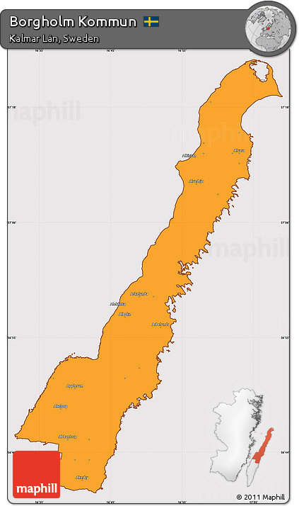 Political Simple Map of Borgholm Kommun, cropped outside