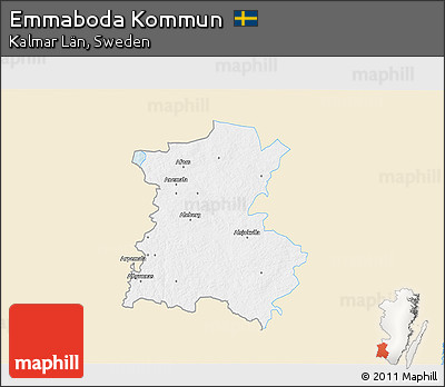 Classic Style 3D Map of Emmaboda Kommun, single color outside