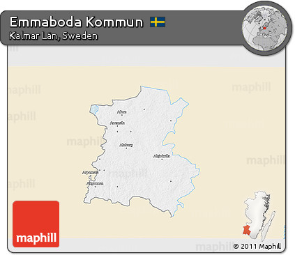 Classic Style 3D Map of Emmaboda Kommun, single color outside