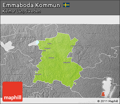 Physical 3D Map of Emmaboda Kommun, desaturated