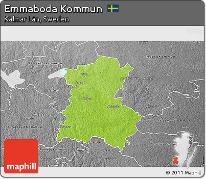 Physical 3D Map of Emmaboda Kommun, desaturated