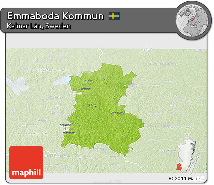 Physical 3D Map of Emmaboda Kommun, lighten
