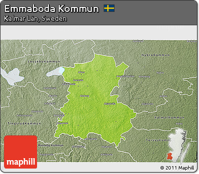 Physical 3D Map of Emmaboda Kommun, semi-desaturated