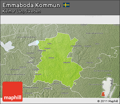 Physical 3D Map of Emmaboda Kommun, semi-desaturated