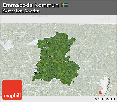 Satellite 3D Map of Emmaboda Kommun, lighten