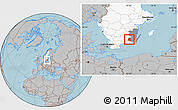 Gray Location Map of Emmaboda Kommun, highlighted country, highlighted parent region, hill shading