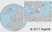 Gray Location Map of Emmaboda Kommun, highlighted parent region, hill shading