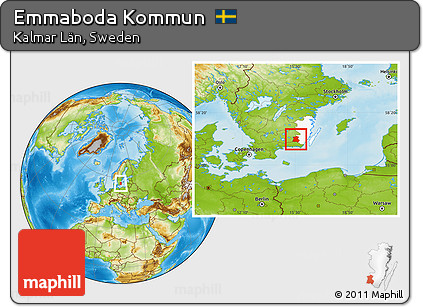 Physical Location Map of Emmaboda Kommun, highlighted parent region