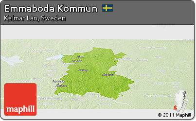 Physical Panoramic Map of Emmaboda Kommun, lighten