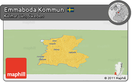 Savanna Style Panoramic Map of Emmaboda Kommun, single color outside
