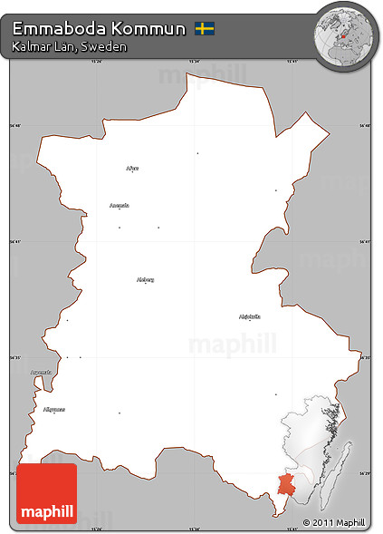 Gray Simple Map of Emmaboda Kommun, cropped outside