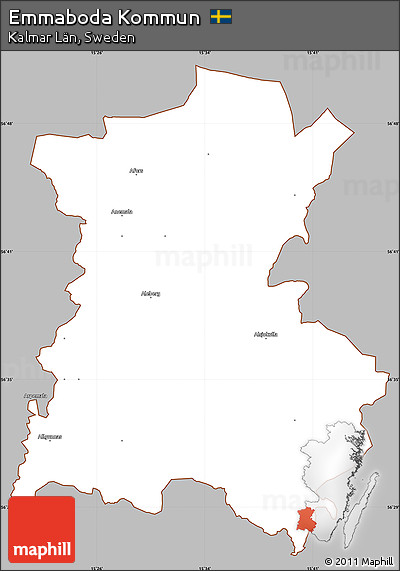 Gray Simple Map of Emmaboda Kommun, cropped outside