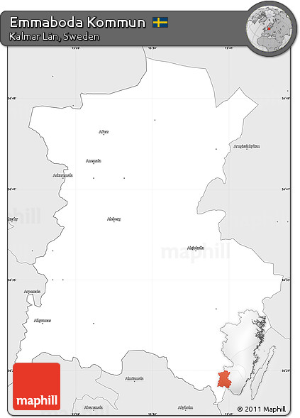 Silver Style Simple Map of Emmaboda Kommun