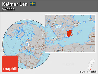 Gray Location Map of Kalmar Län