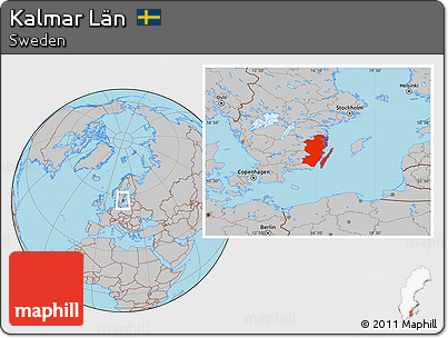 Gray Location Map of Kalmar Län