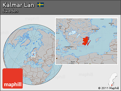 Gray Location Map of Kalmar Län, hill shading