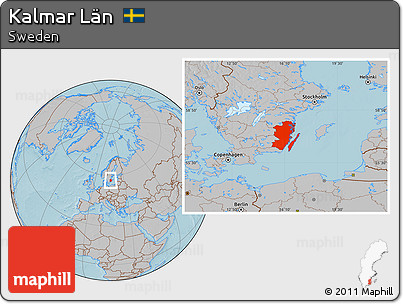 Gray Location Map of Kalmar Län, hill shading