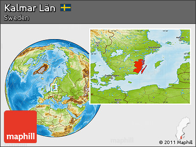 Physical Location Map of Kalmar Län