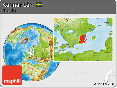 Physical Location Map of Kalmar Län