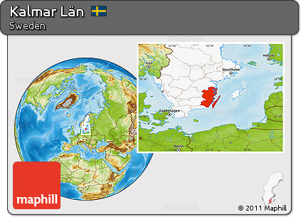 Physical Location Map of Kalmar Län, highlighted country