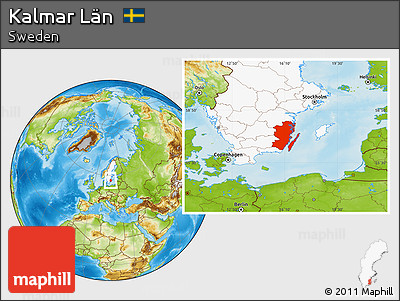 Physical Location Map of Kalmar Län, highlighted country
