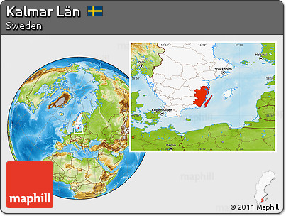 Physical Location Map of Kalmar Län, highlighted country