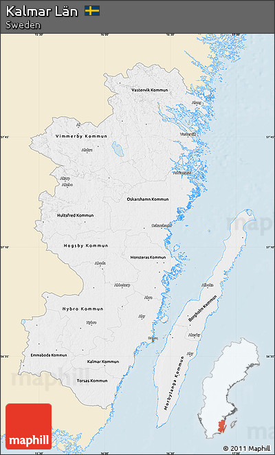 Classic Style Map of Kalmar Län, single color outside