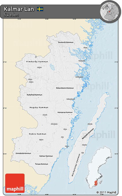 Classic Style Map of Kalmar Län, single color outside