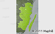 Physical Map of Kalmar Län, darken, semi-desaturated