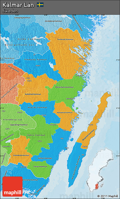 Political Map of Kalmar Län, political shades outside