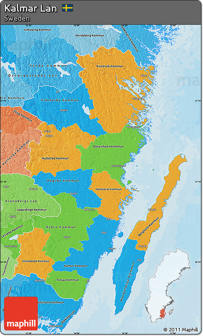 Political Map of Kalmar Län, political shades outside