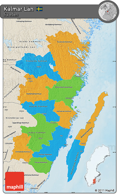 Political Map of Kalmar Län, shaded relief outside