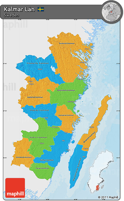 Political Map of Kalmar Län, single color outside
