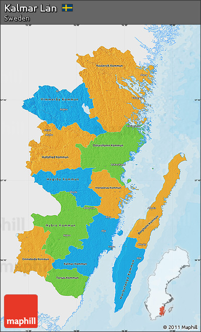 Political Map of Kalmar Län, single color outside