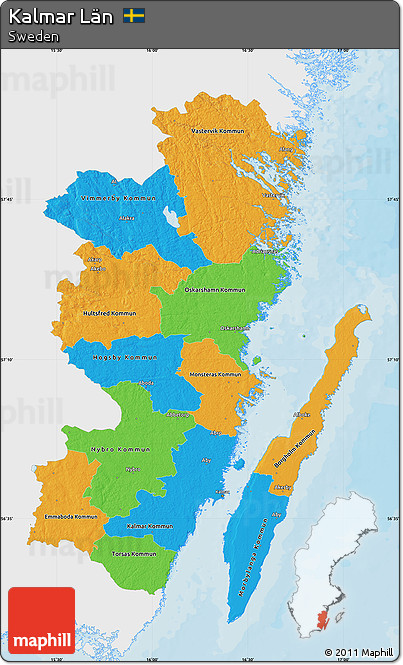Political Map of Kalmar Län, single color outside