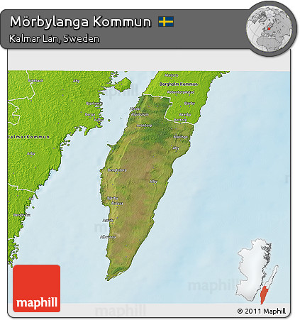 Satellite 3D Map of Mörbylanga Kommun, physical outside