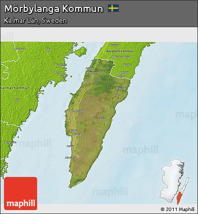 Satellite 3D Map of Mörbylanga Kommun, physical outside
